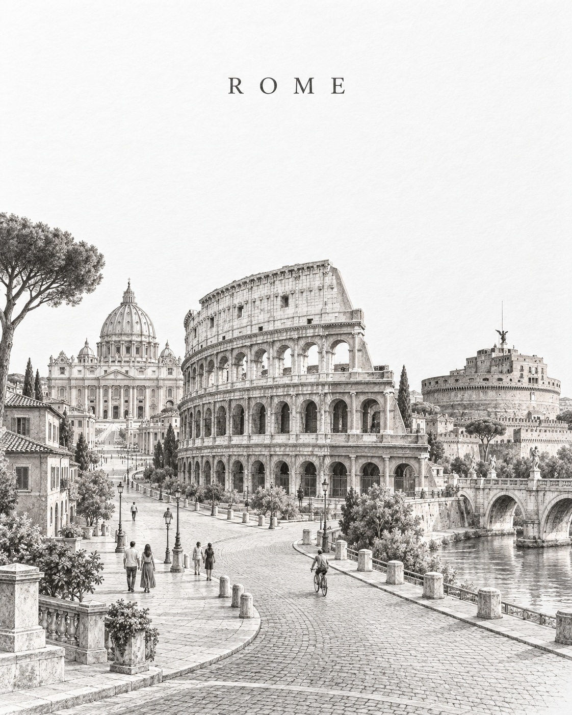Graphite and Blind-Embossed City Art Poster output 2