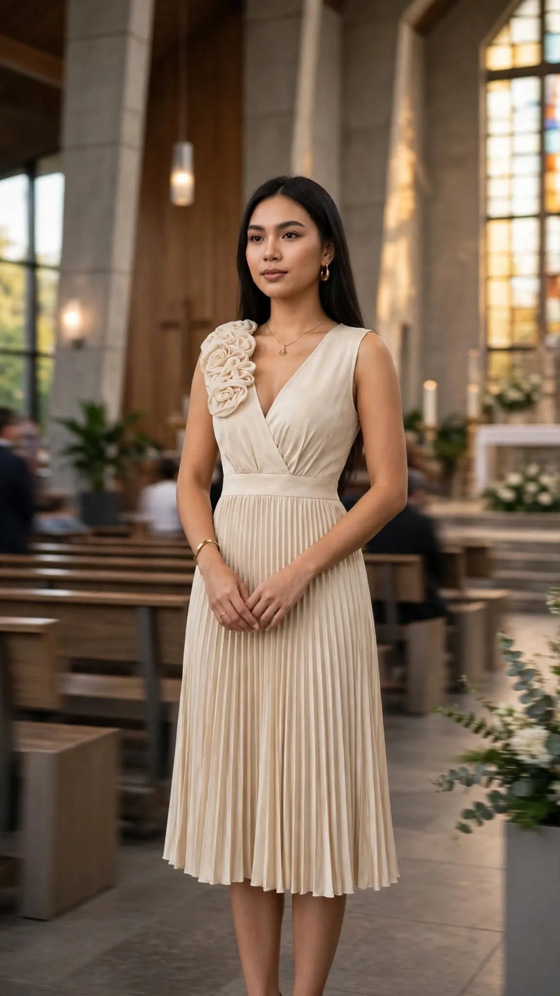 Young Woman Walking Toward a Church output 2
