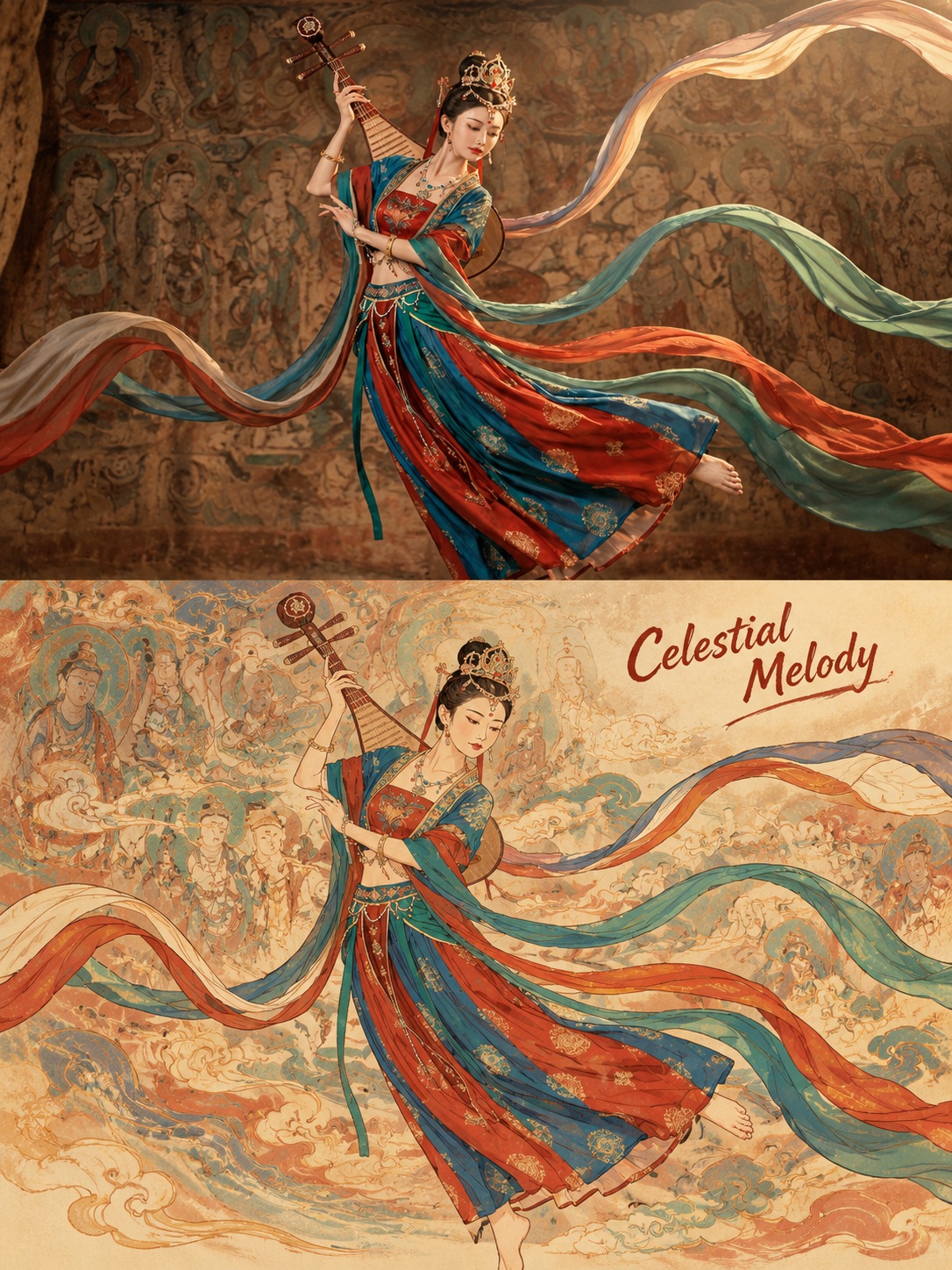 Dunhuang Mural Photo-and-Illustration Poster