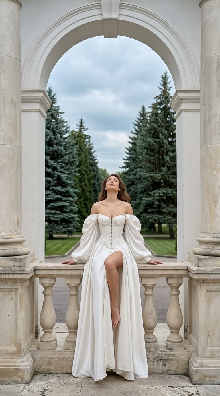 Dreamlike Fashion Portrait in a Stone Arch output 2