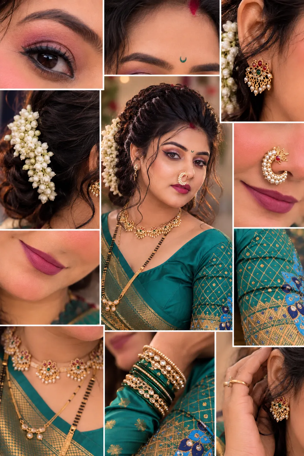 Expressive Portrait Collage with Sari Details