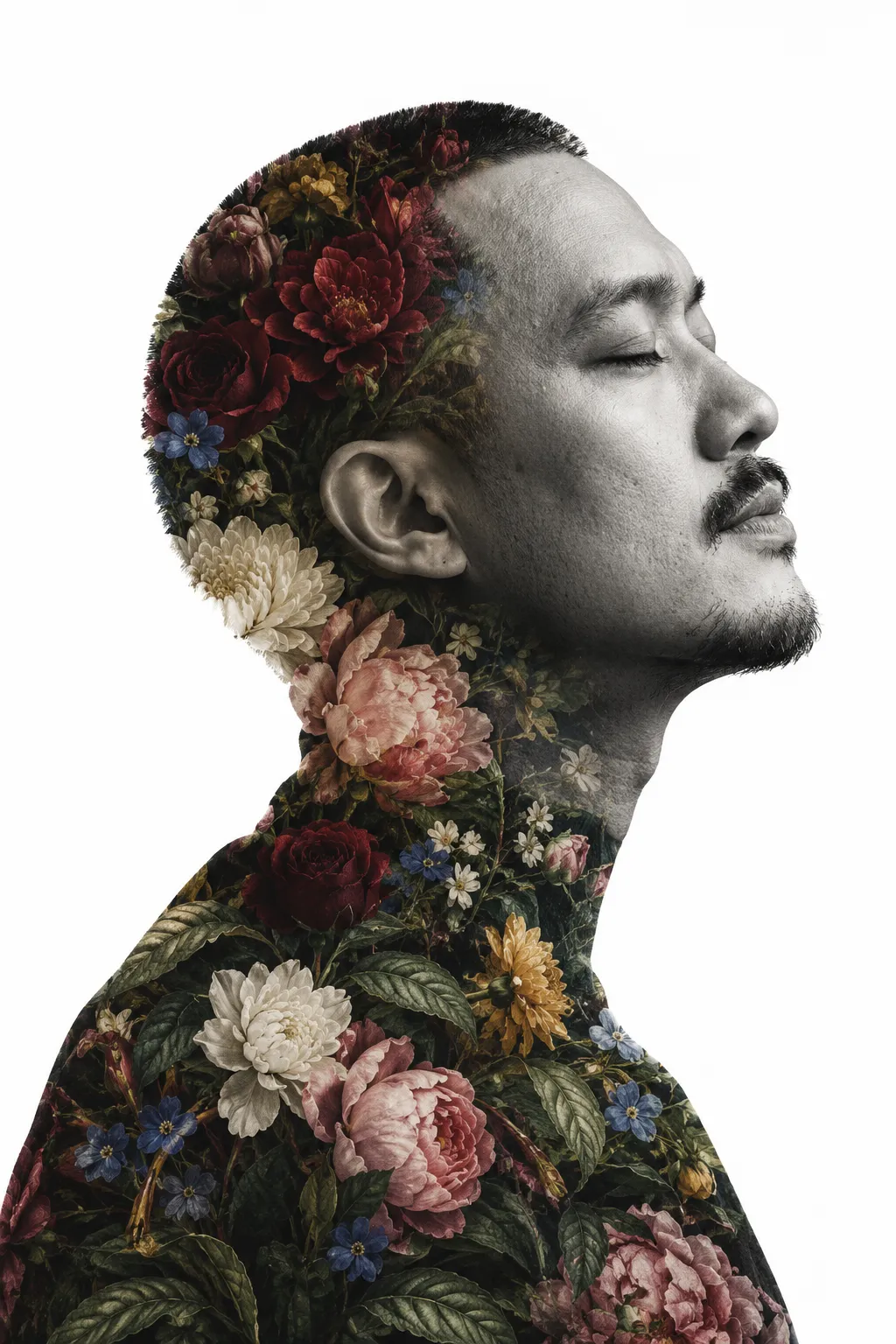 Serene Botanical Double-Exposure Portrait output 2