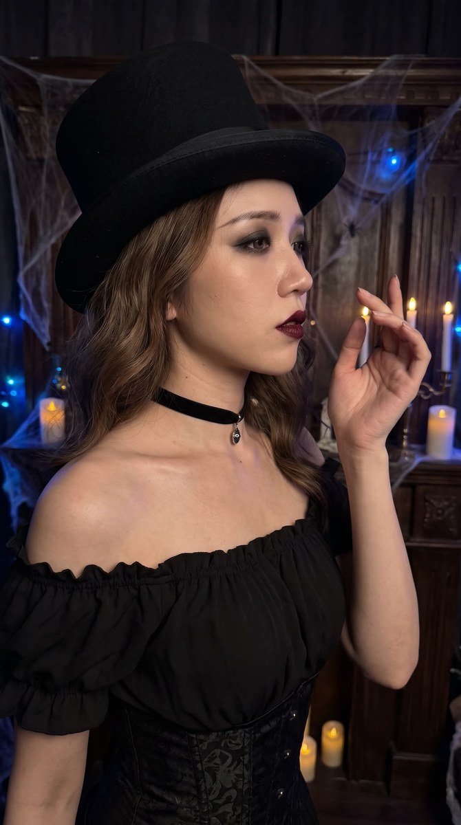 Victorian Gothic Portrait in an Enchanted Room