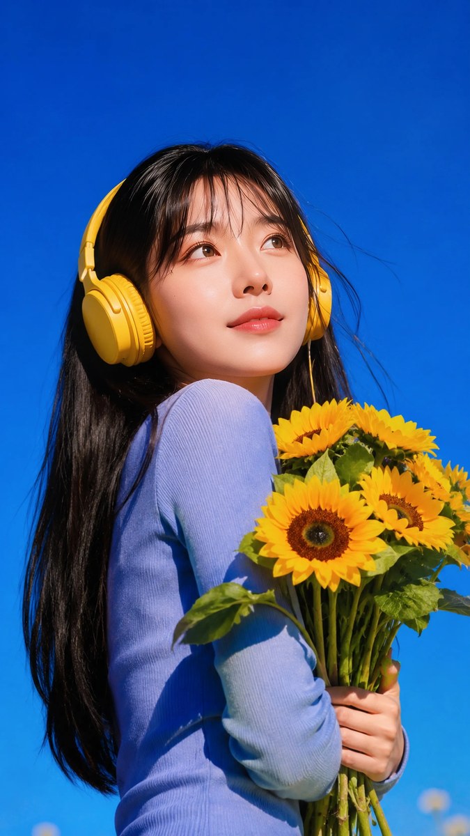 Sunflowers Beneath the Endless Sky — Editorial Portrait output 1