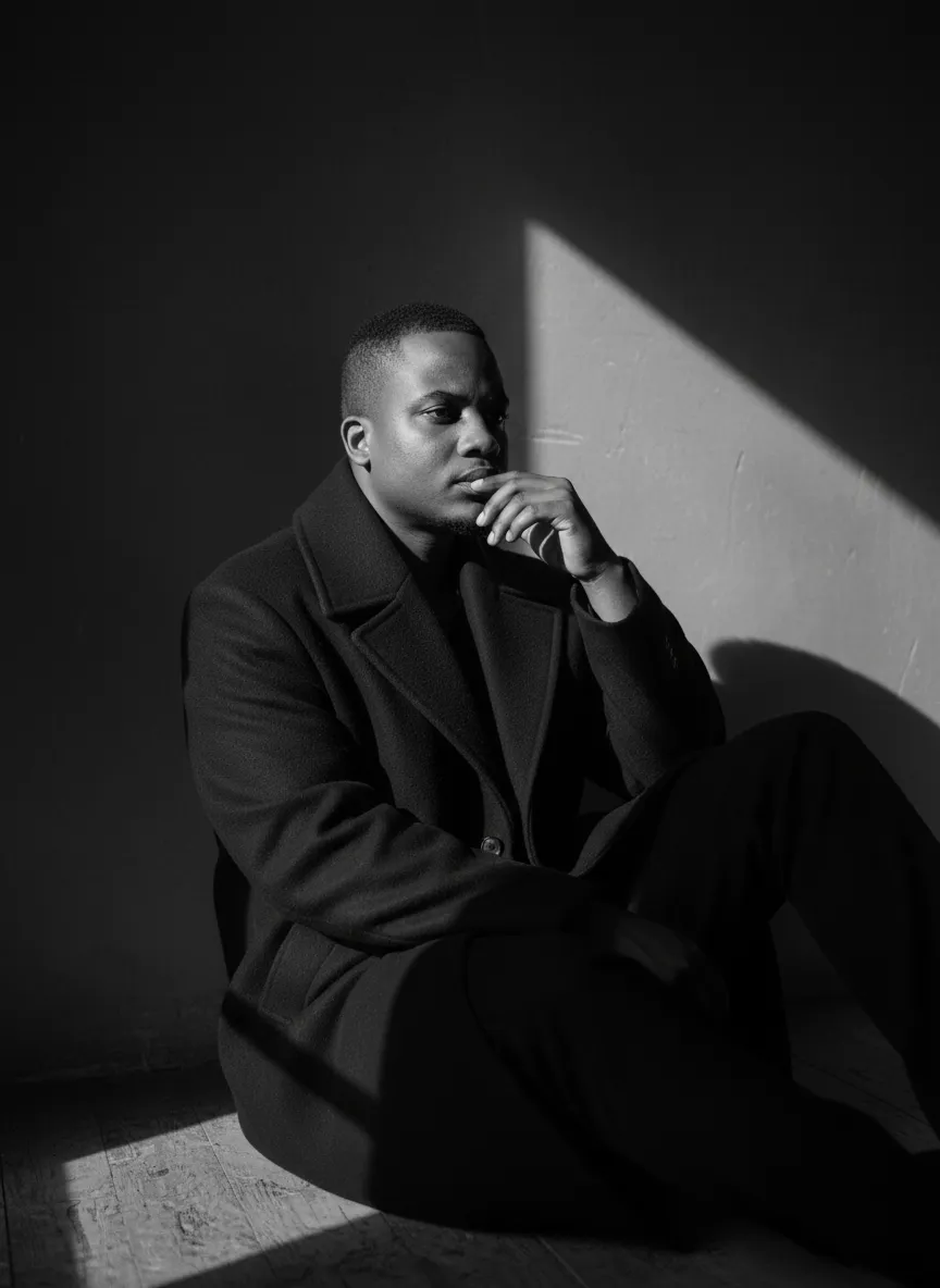 Cinematic Black-and-White Portrait of a Man output 2