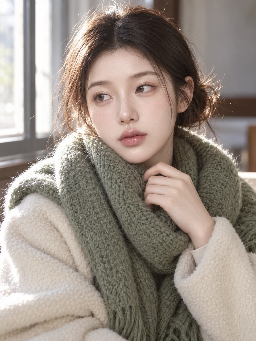 Cozy Winter Fashion Portrait in Dusty Rose output 4