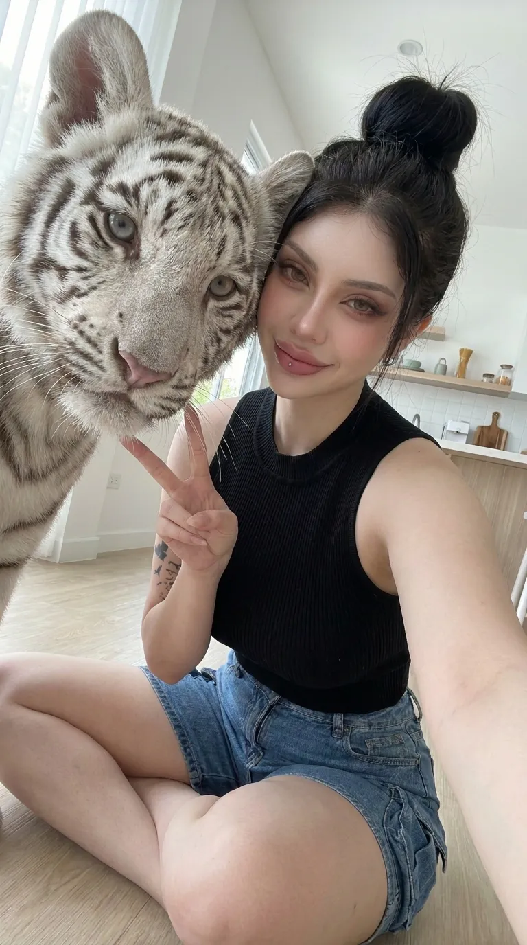 Smartphone Selfie with a White Tiger Cub output 2