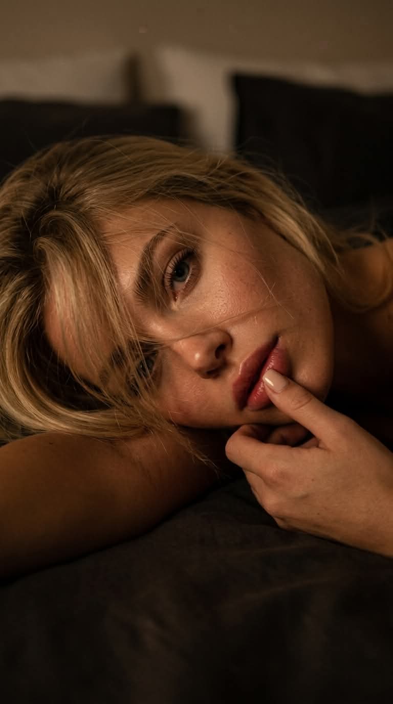 Low-Key Extreme Close-Up Portrait of a Young Woman output 2