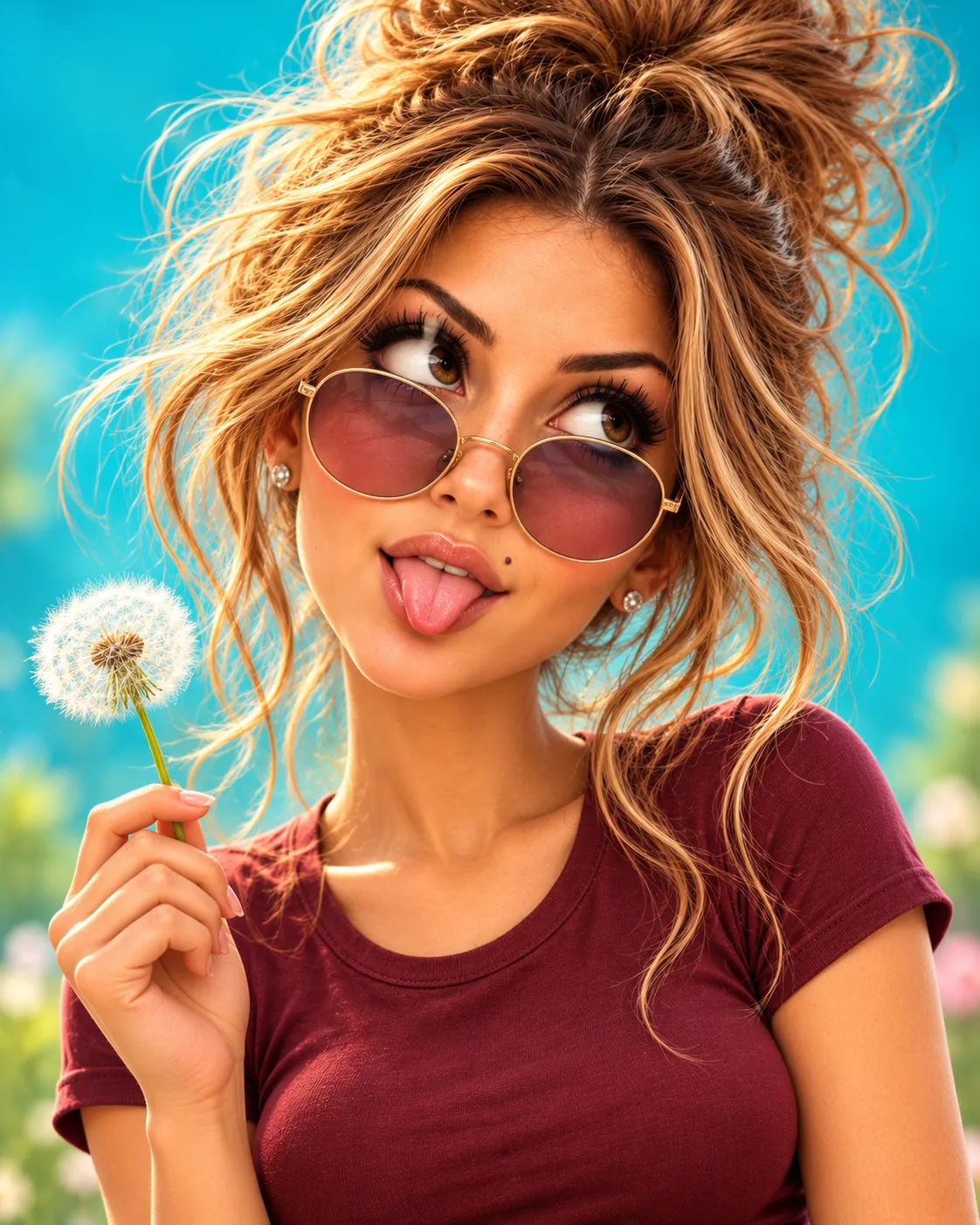 Mischievous 3D Dandelion Caricature
