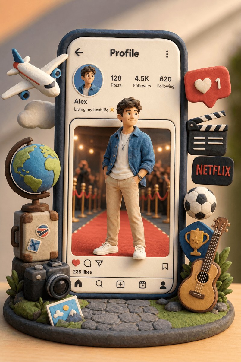 3D Clay Diorama Social Profile Miniature — GPT Image 2 output 2
