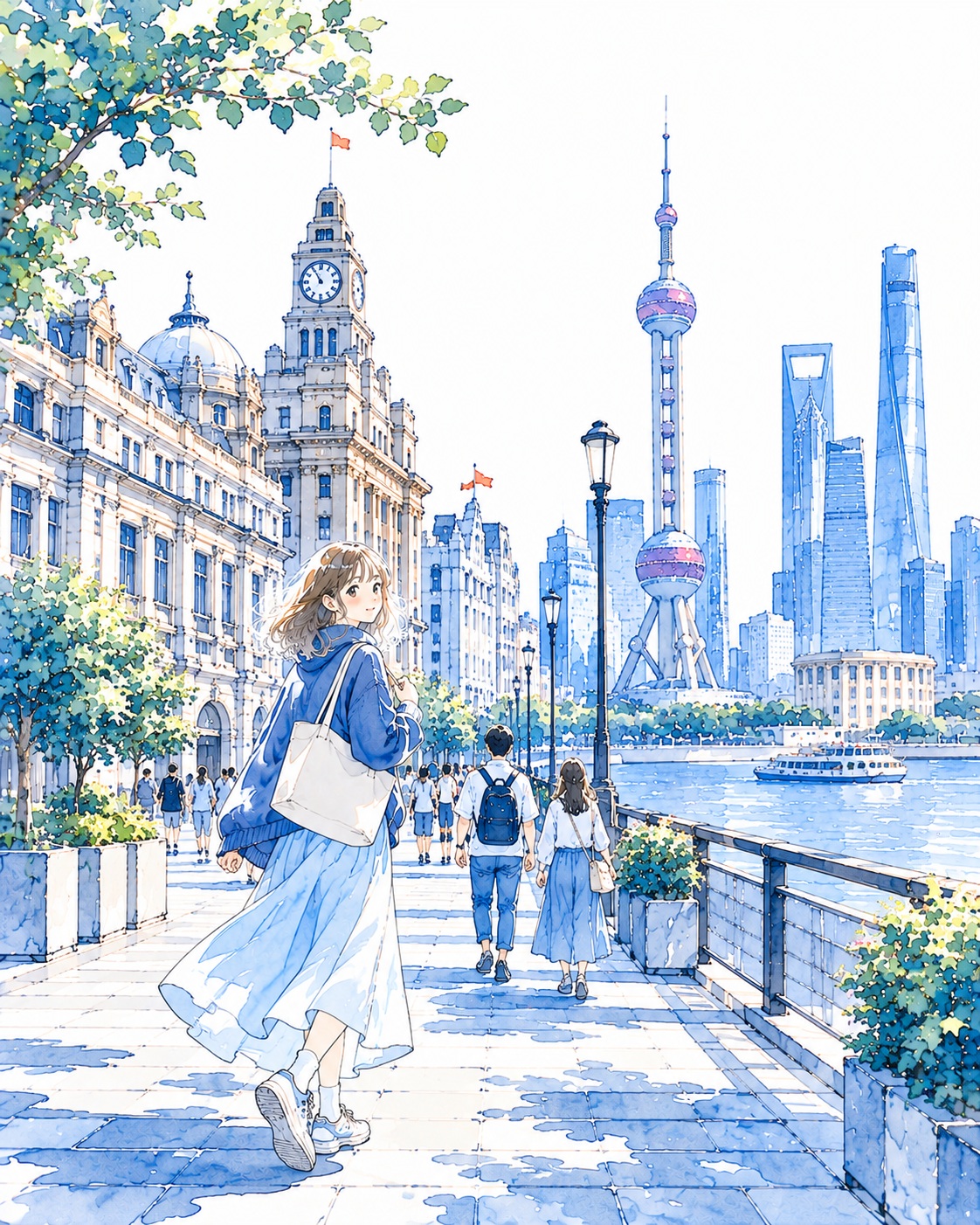 Blue Watercolor Destination Illustration output 2