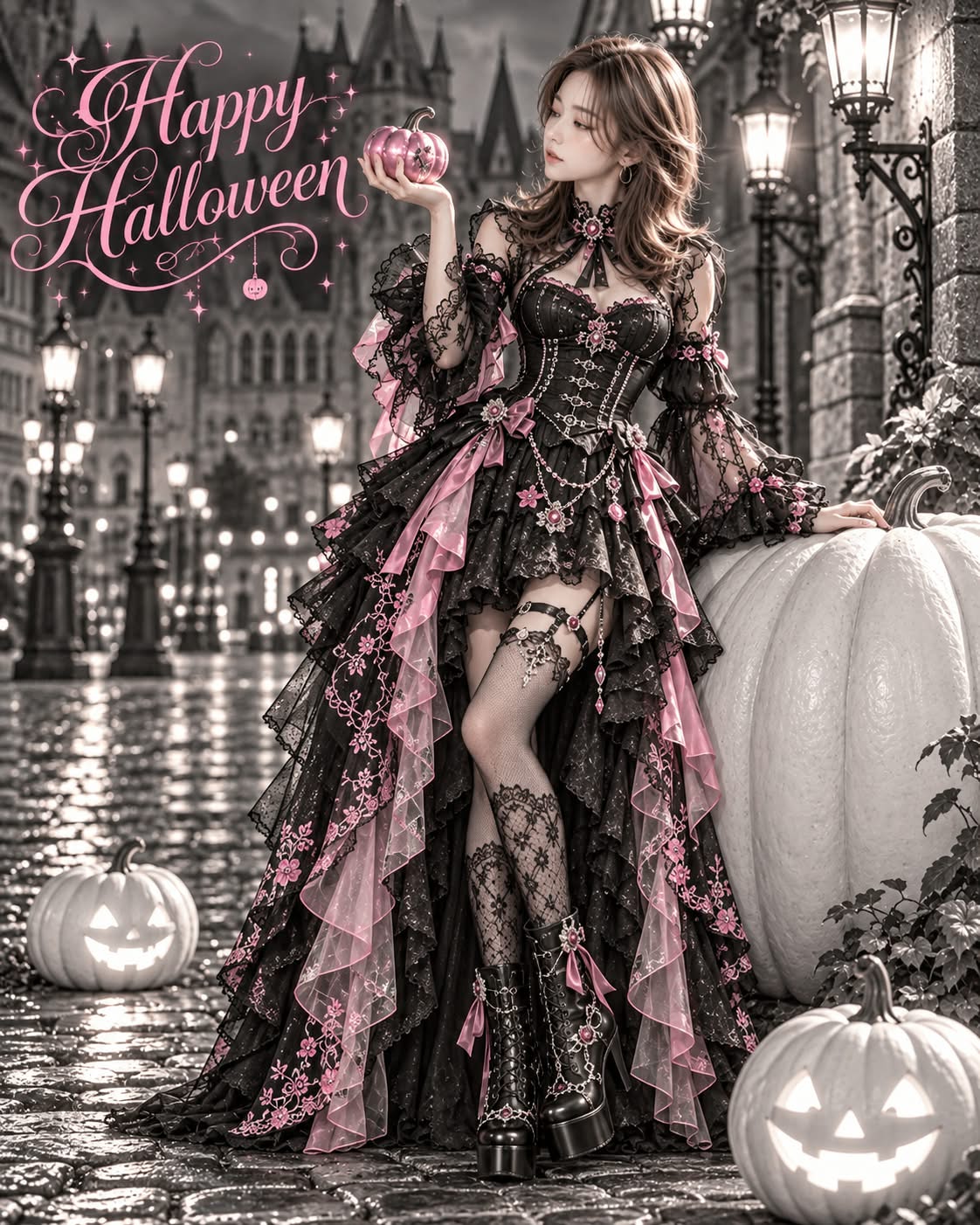 Selective-Color Halloween Fashion Portrait output 1
