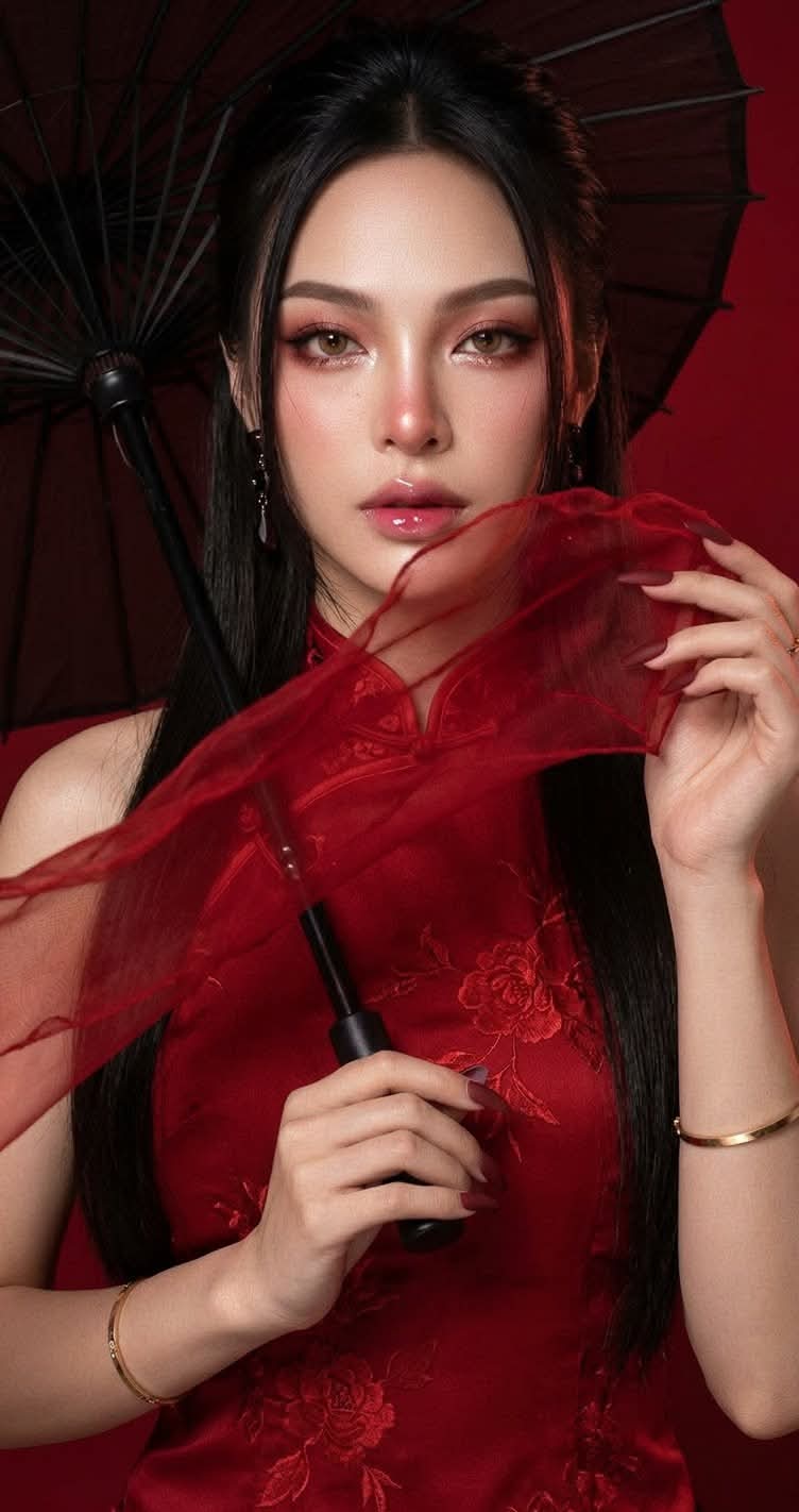 Dramatic Red Cheongsam Portrait output 6