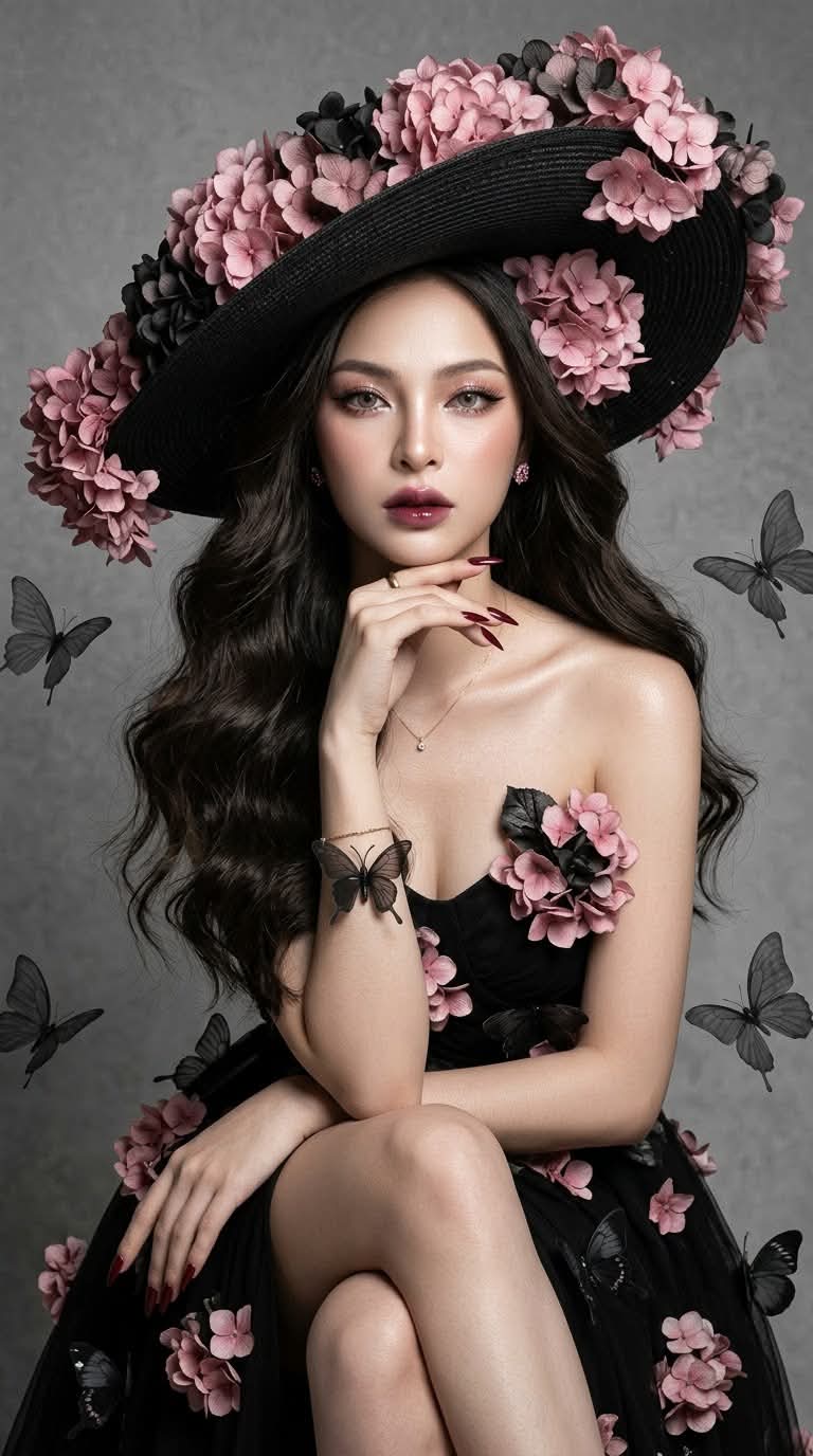Hydrangea Couture Fashion Editorial Portrait output 4