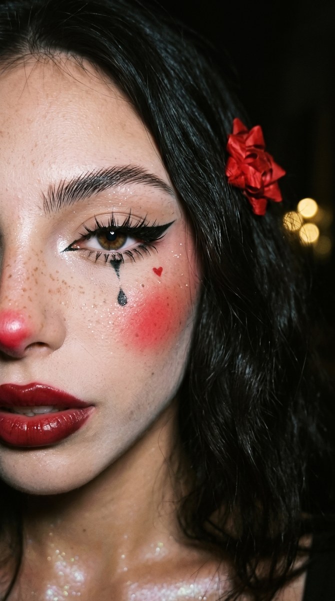 Dark Circus Clown-Makeup Close-Up Portrait