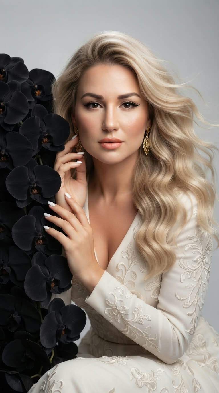 Luxury Ivory Orchid Studio Portrait