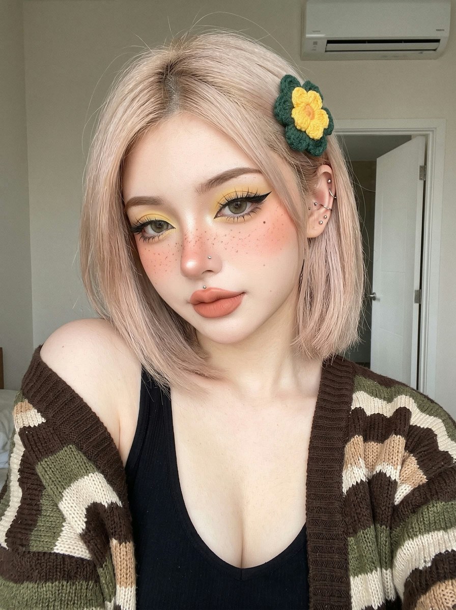 Soft Close-Up Selfie with Bold Makeup output 4