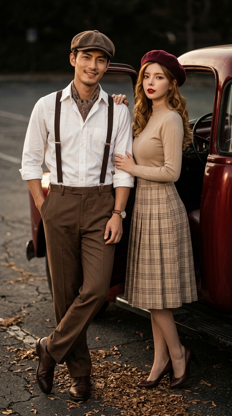 1950s Retro Editorial Couple with a Classic Truck