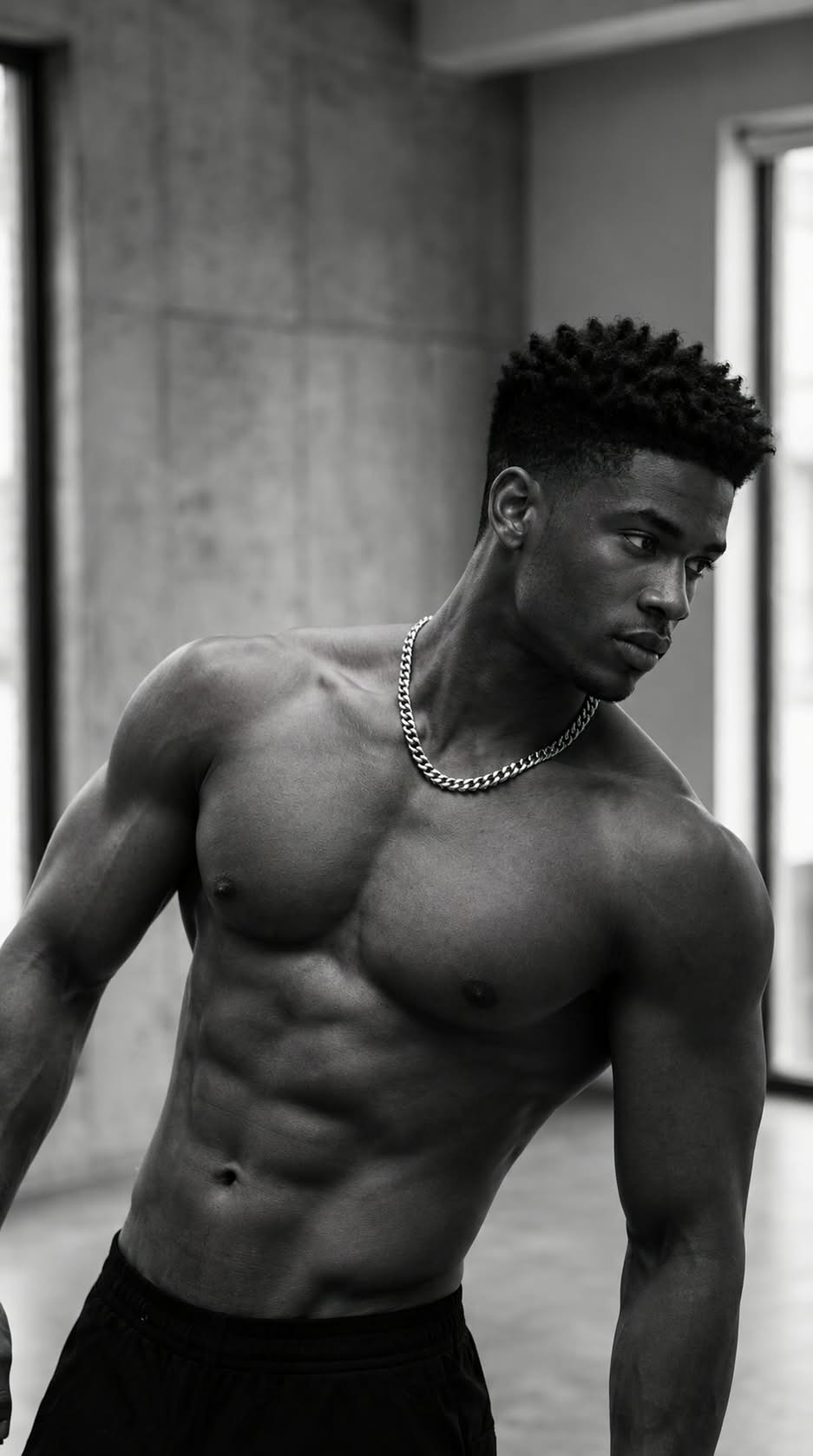 Black-and-White Fitness Editorial Portrait