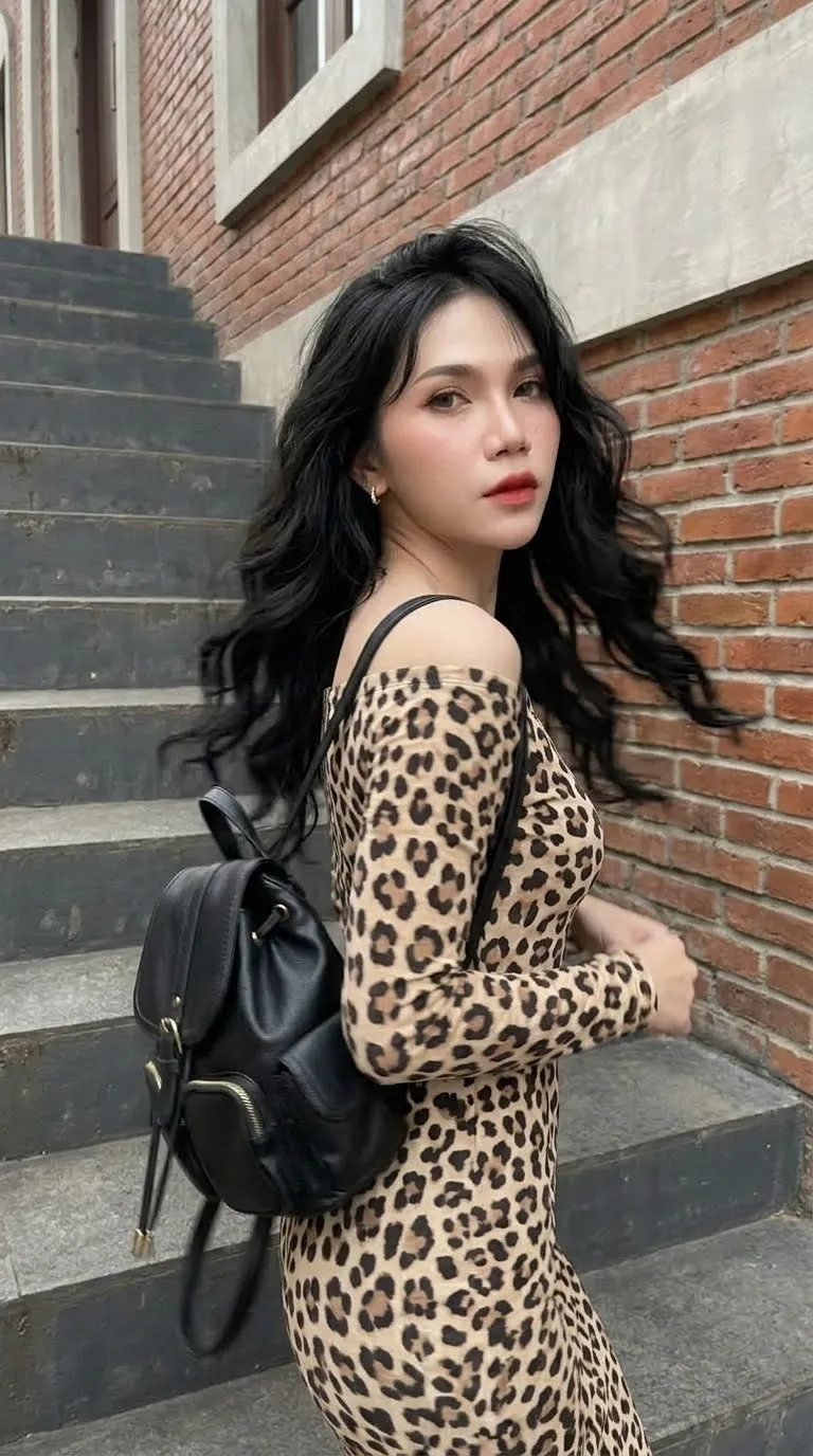 Urban Vintage Leopard-Print Fashion Portrait output 4