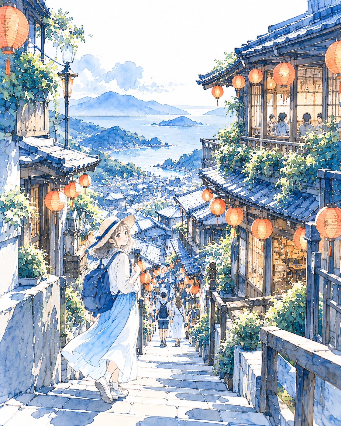 Blue Watercolor Destination Illustration output 3