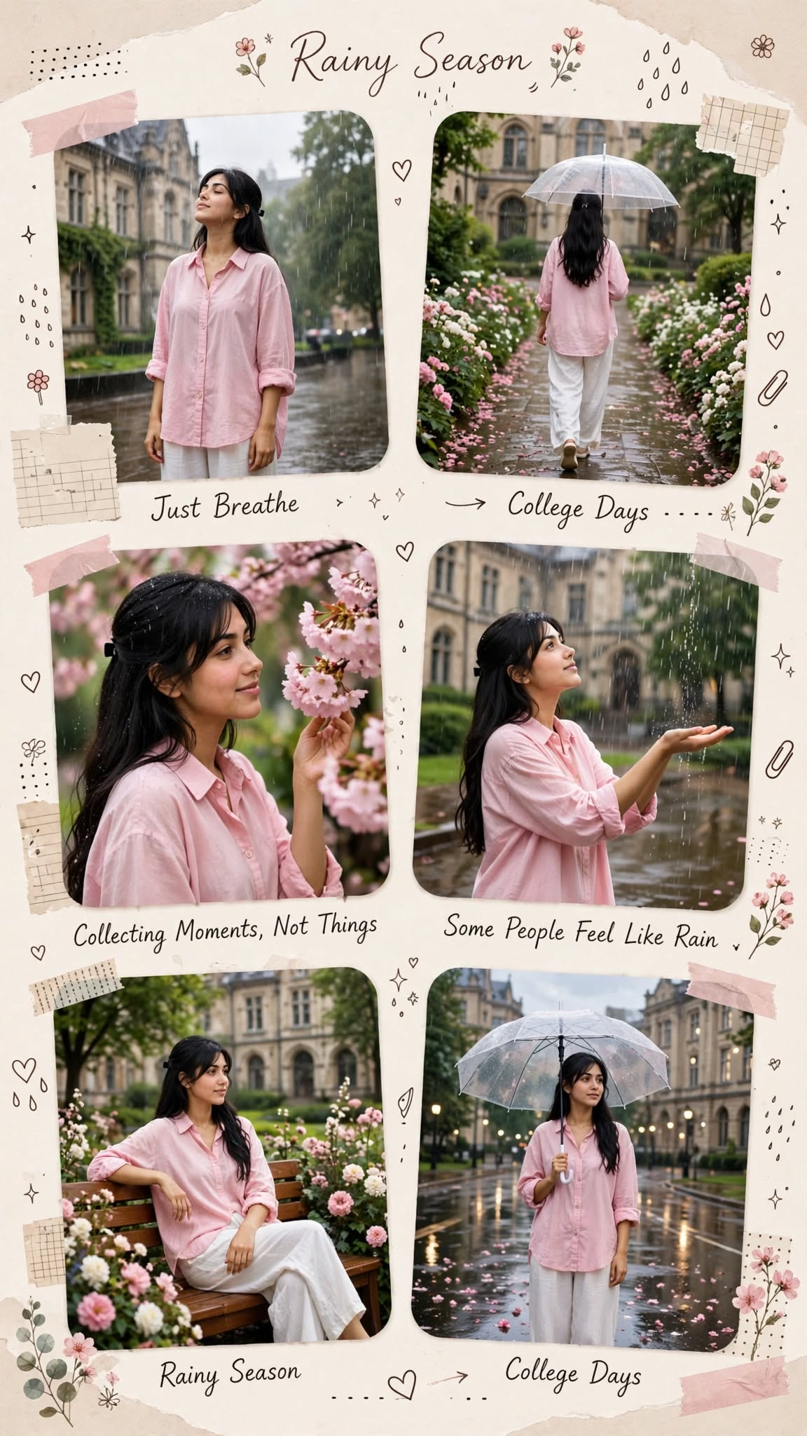 Rainy Season College Moodboard - 6-Frame Scrapbook Collage