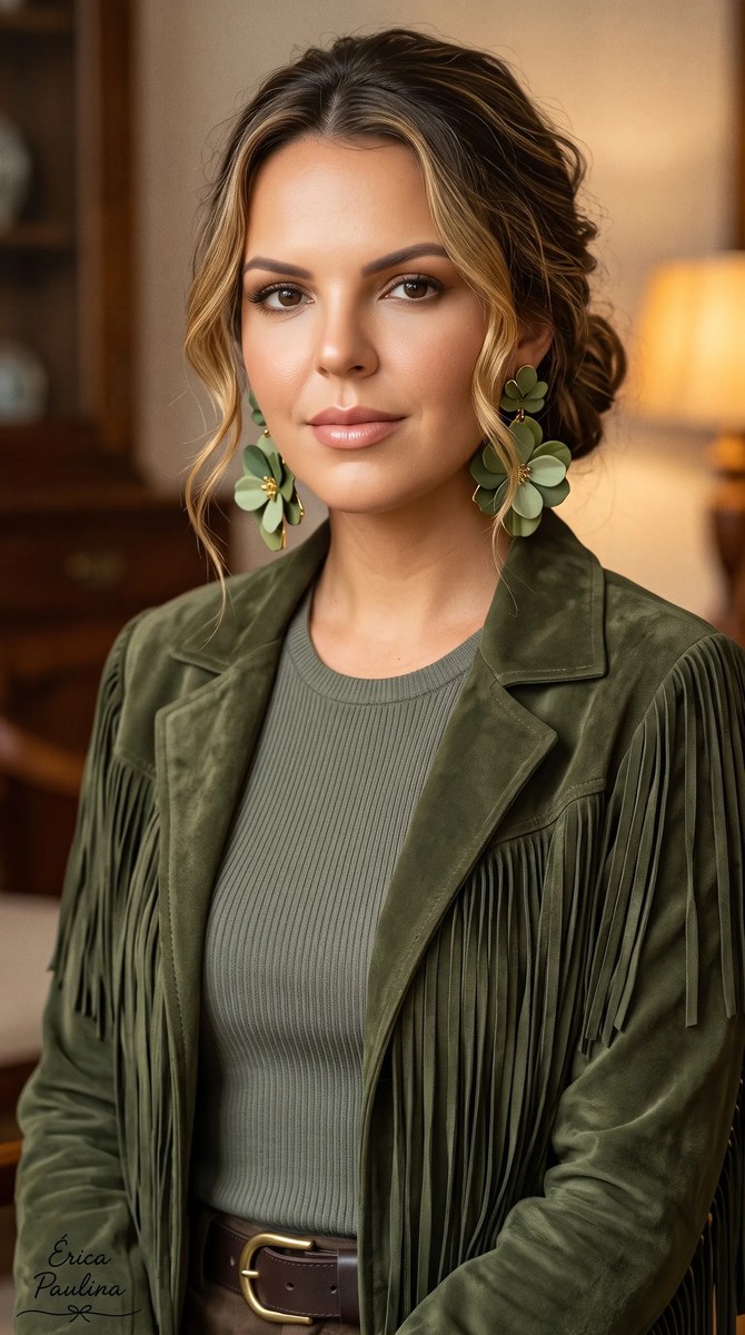 Olive Green Boho-Chic Editorial Portrait output 3