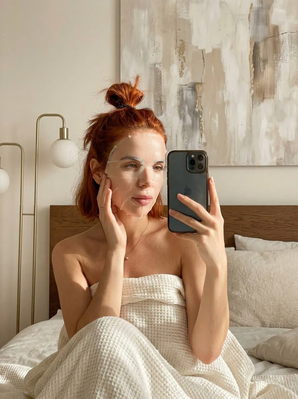 Photorealistic Bedroom Selfie Portrait