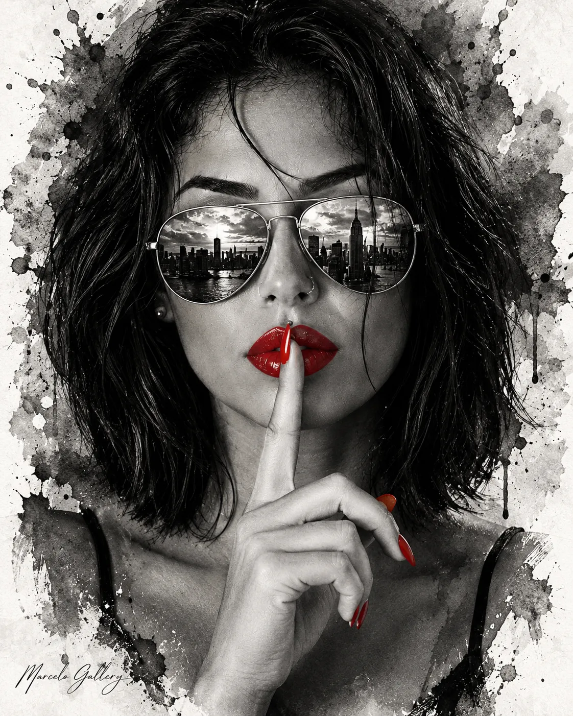 Watercolor Portrait with Selective Color