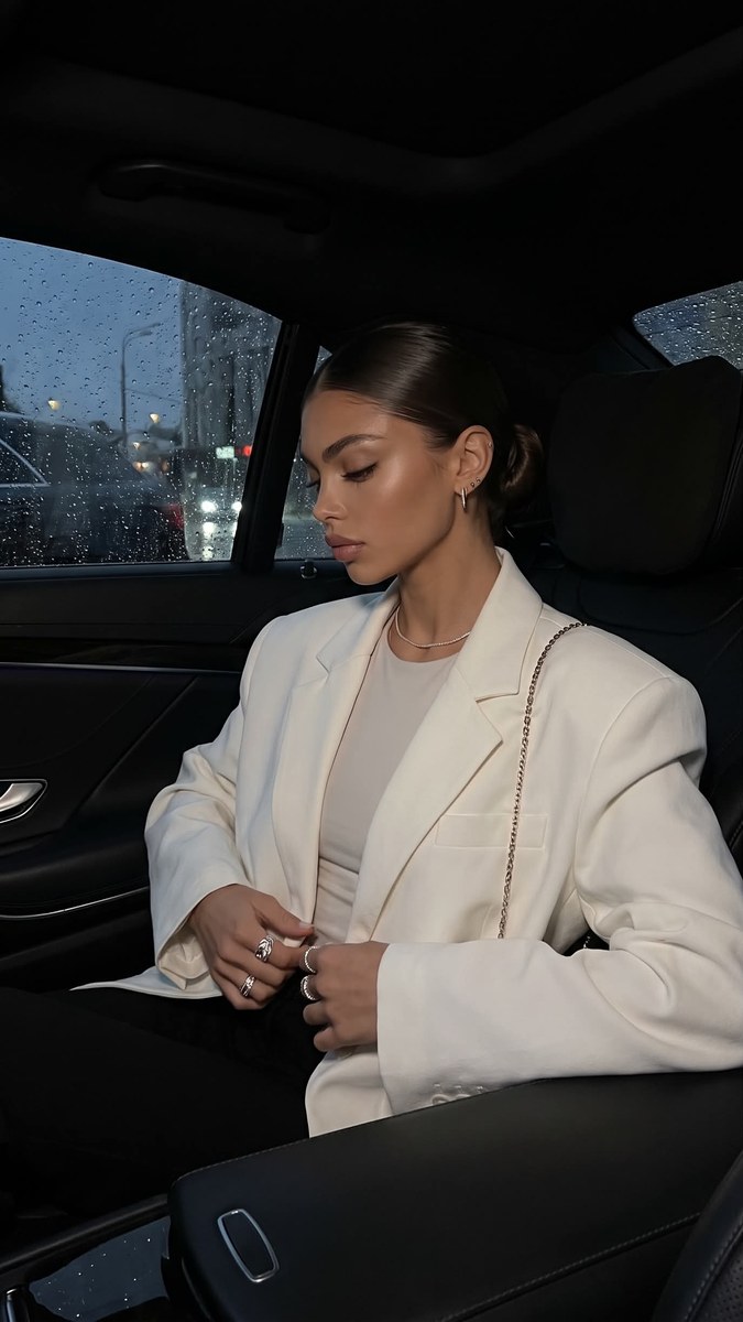 Rainy Evening Passenger-Seat Portrait