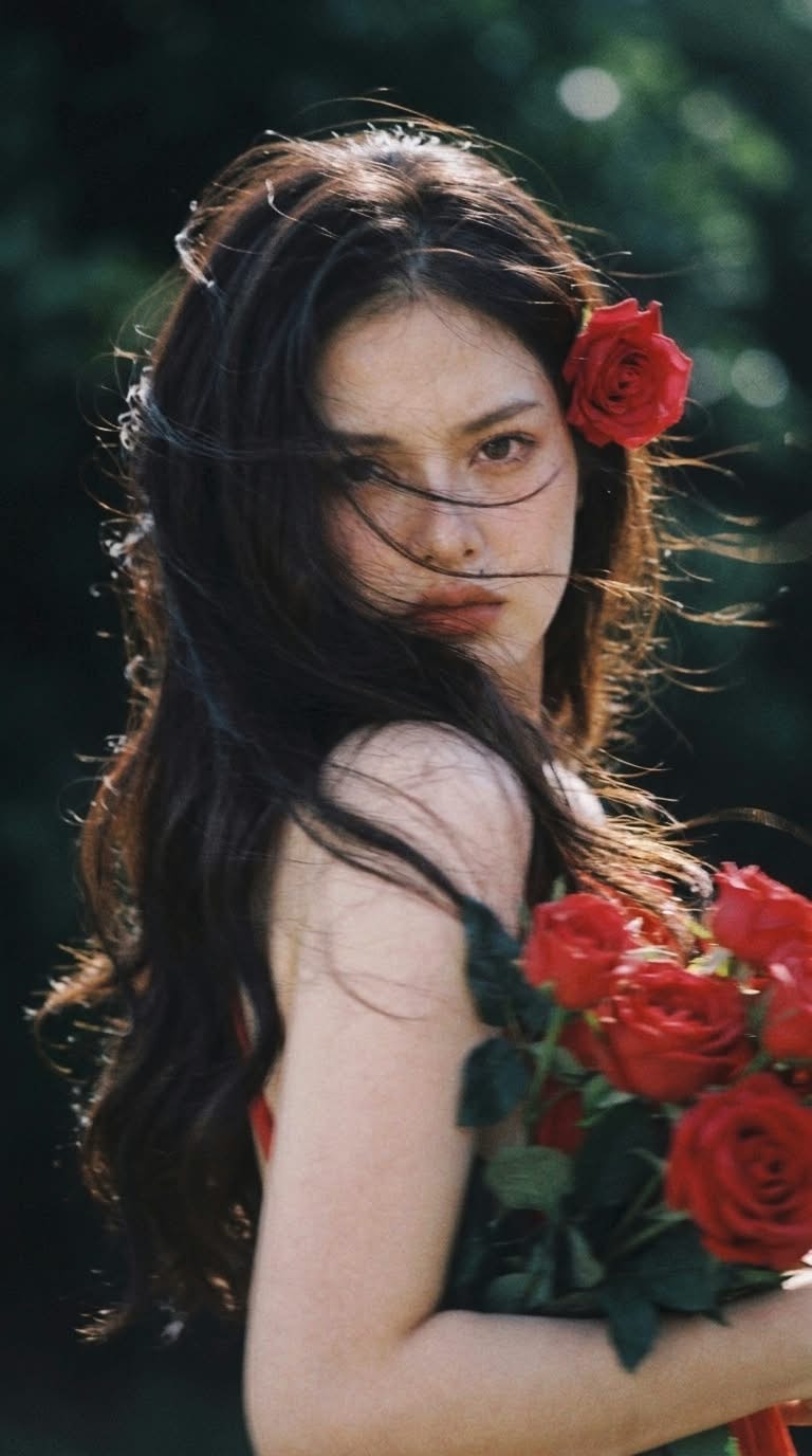 Vermillion Bloom Against Foliage output 3