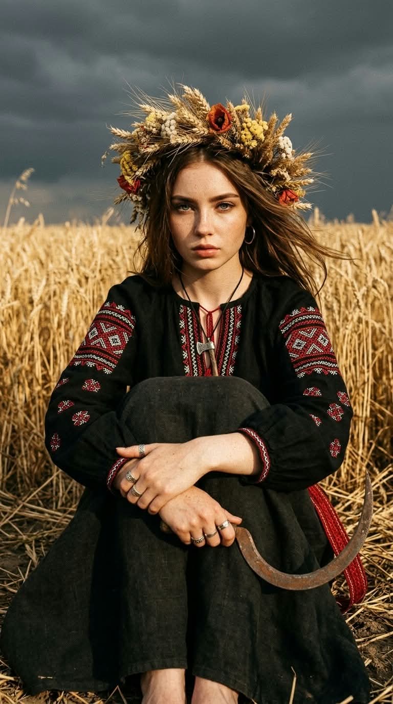 Cinematic Portrait in a Stormy Wheat Field output 2