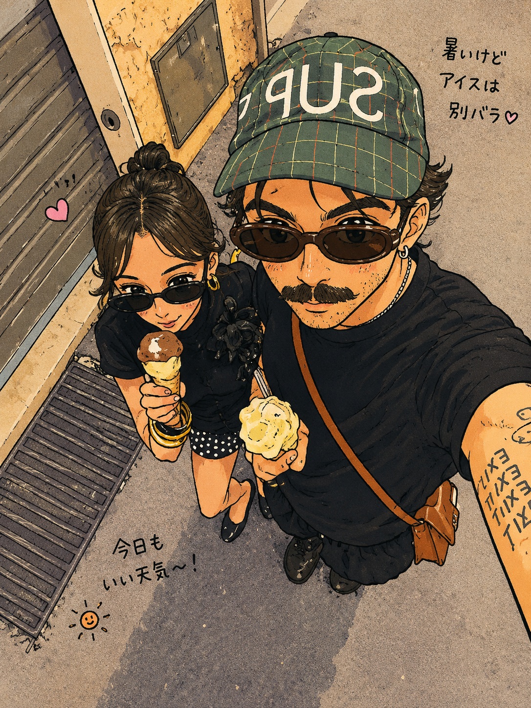 Heisei Retro Manga Scene Illustration