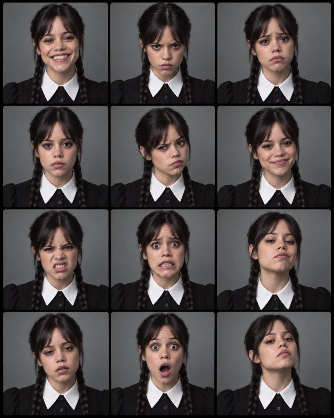 Photorealistic 12-Expression Portrait Contact Sheet output 3