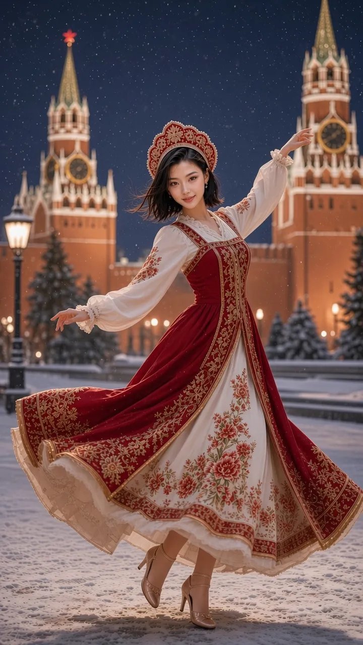 Winter Night at the Kremlin: Russian Sarafan Dance Portrait output 3