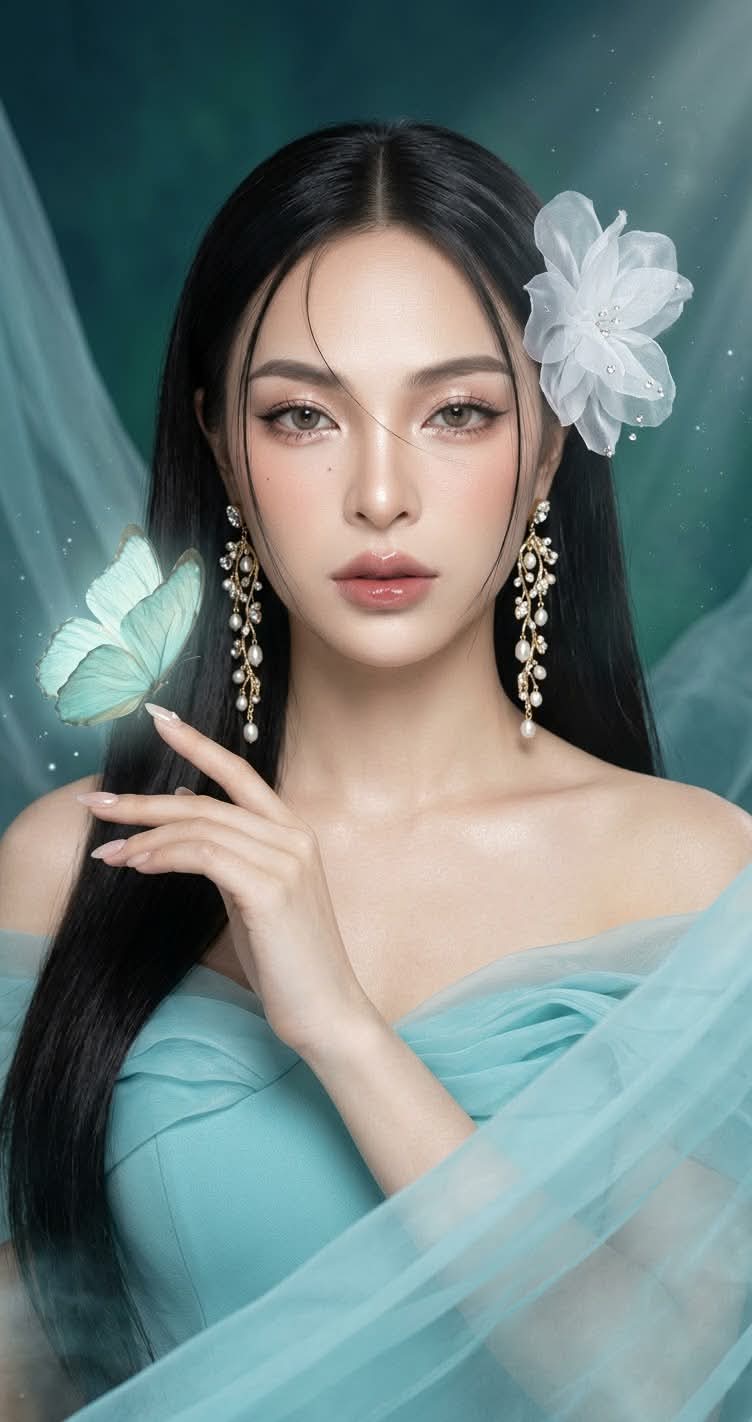Aqua-Blue Butterfly Korean Beauty Editorial output 8