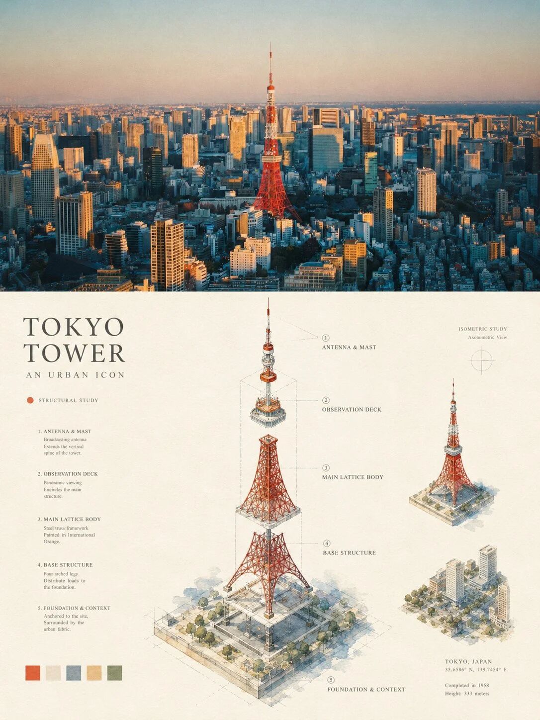 Isometric Watercolor Deconstruction Poster output 2