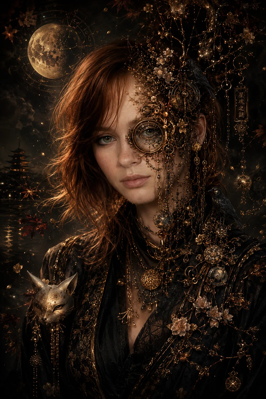 Steampunk Fantasy Portrait with Subtle East Asian Dark Fantasy Details