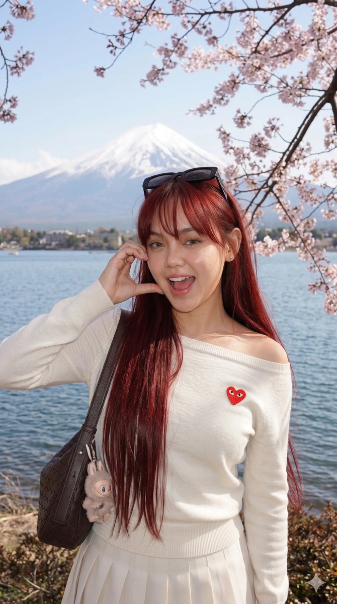 Sakura Season Portrait at Lake Kawaguchi
