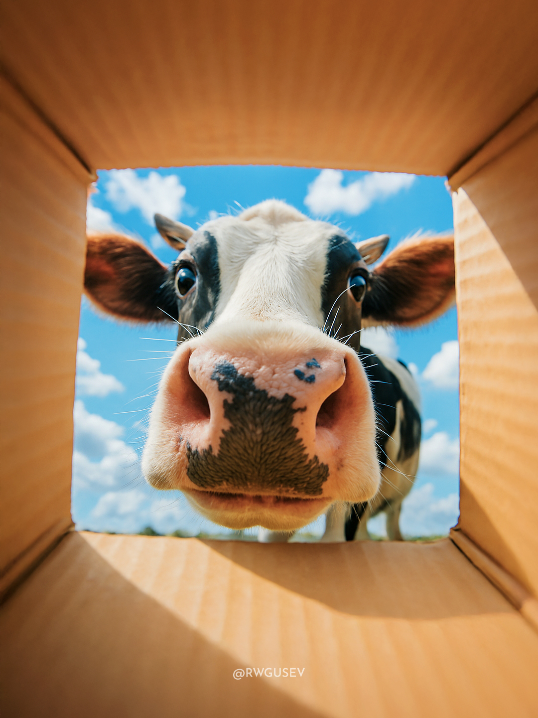 Adorable Animal Peeking Into a Box — Advertising Photo