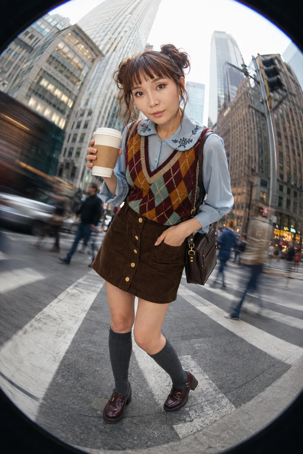 Cinematic Fisheye Editorial Fashion Portrait output 2