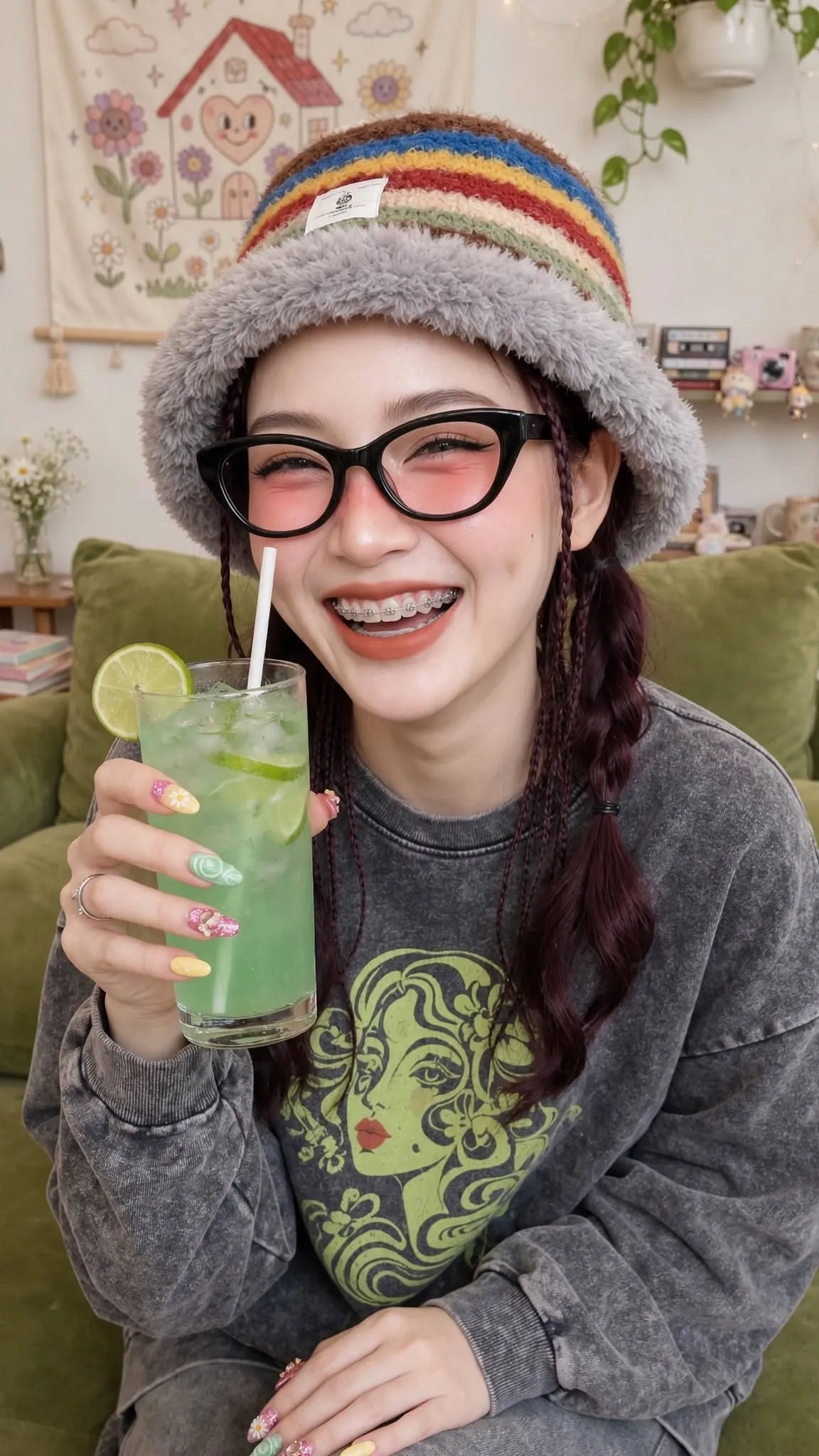 Playful Harajuku-Casual Portrait with a Fuzzy Bucket Hat output 5
