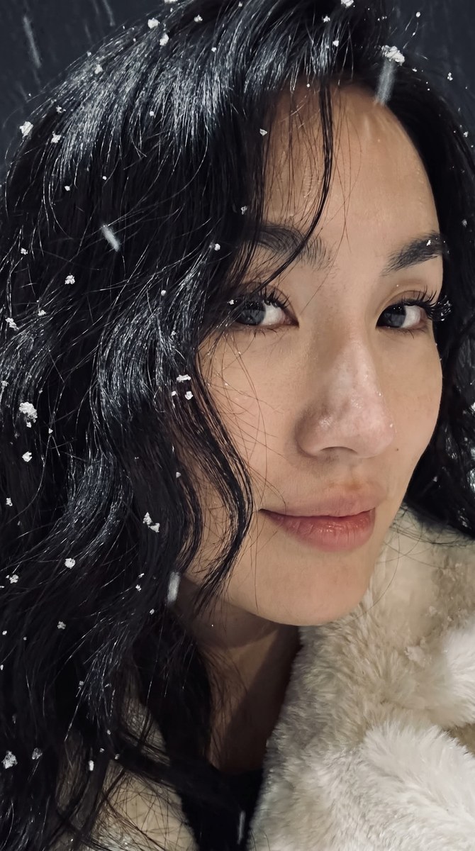 Snowy Night Extreme Close-Up Selfie