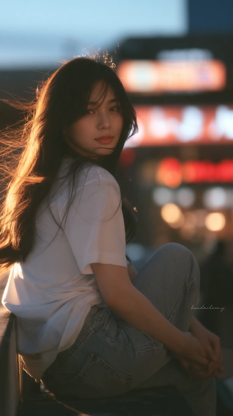 Golden-Hour City Ledge Portrait output 2