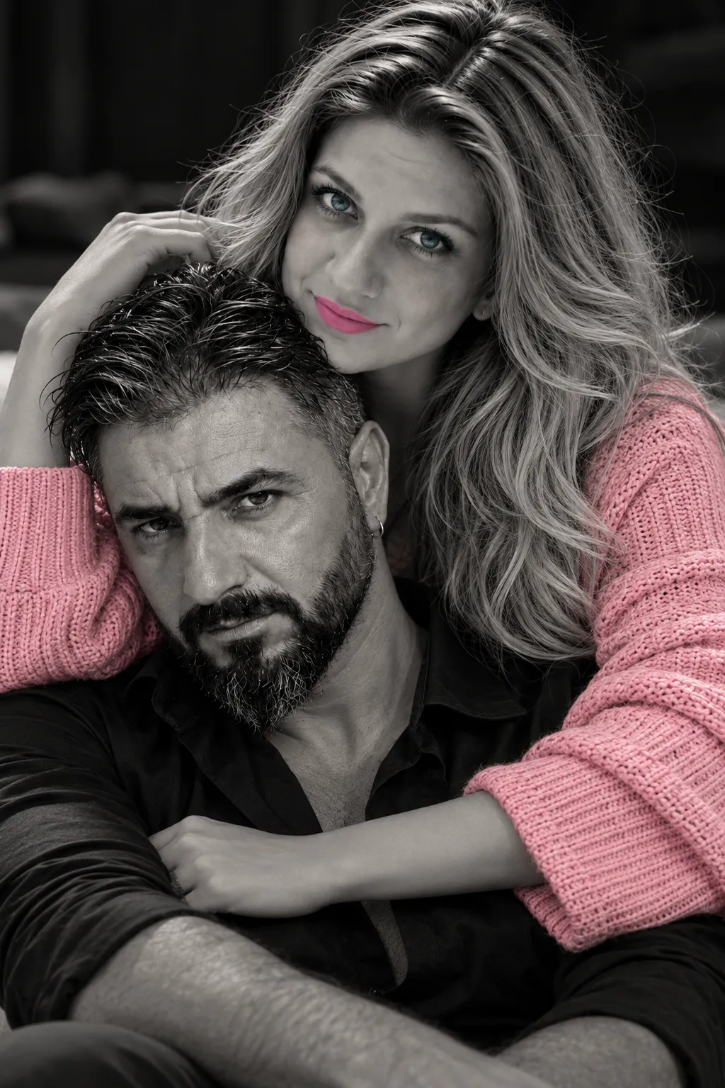 Selective-Color Black-and-White Couple Portrait output 1