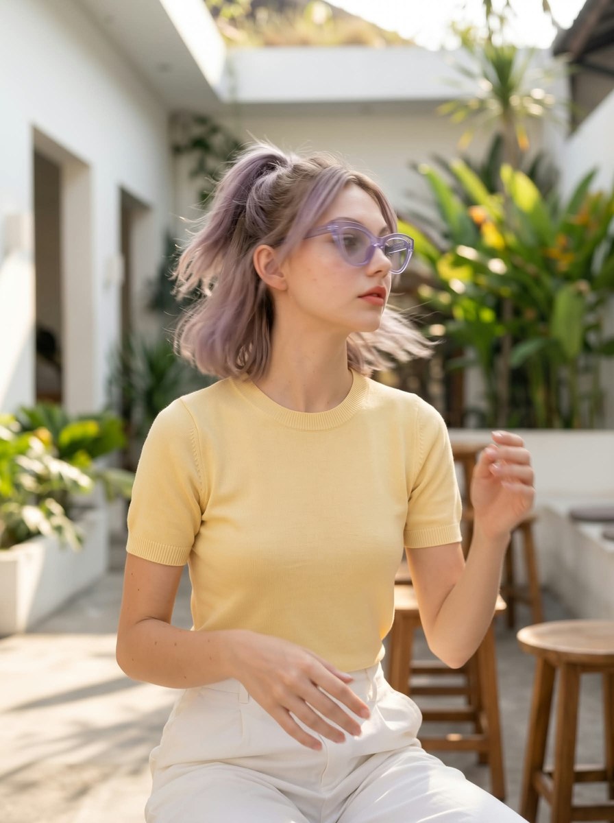 Warm Café Courtyard Fashion Portrait output 3