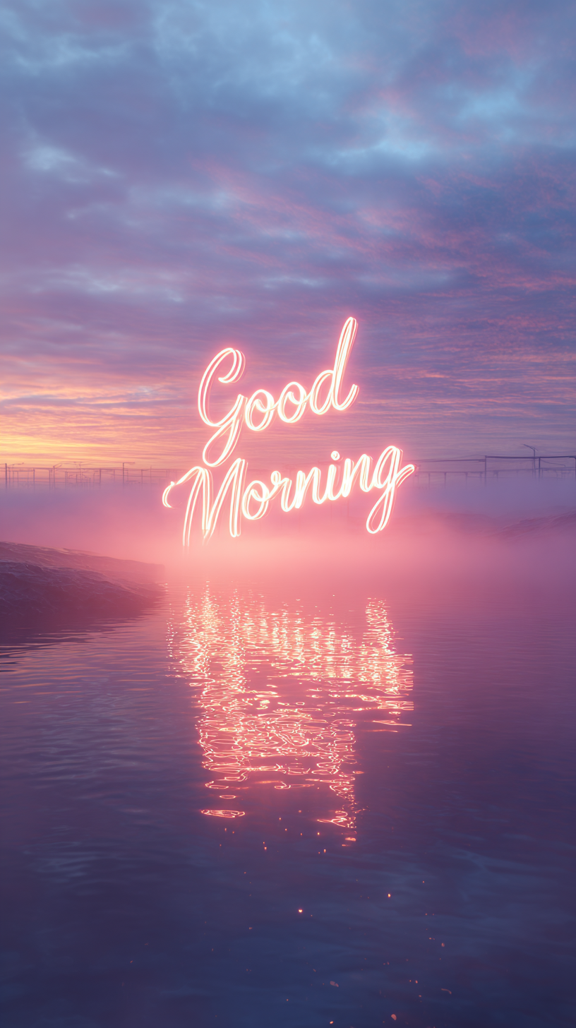 Dreamy Neon “Good Morning” Sunrise Scene