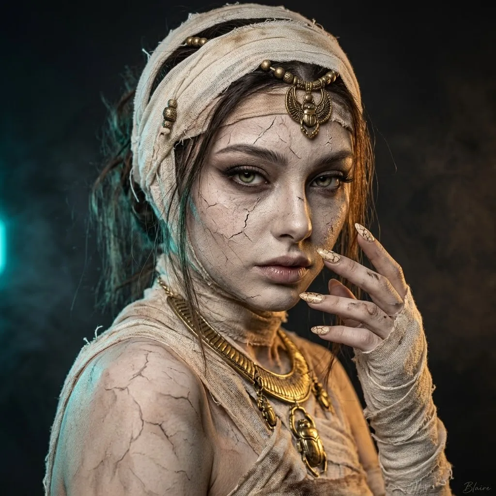 Cursed Mummy Halloween Profile Portrait