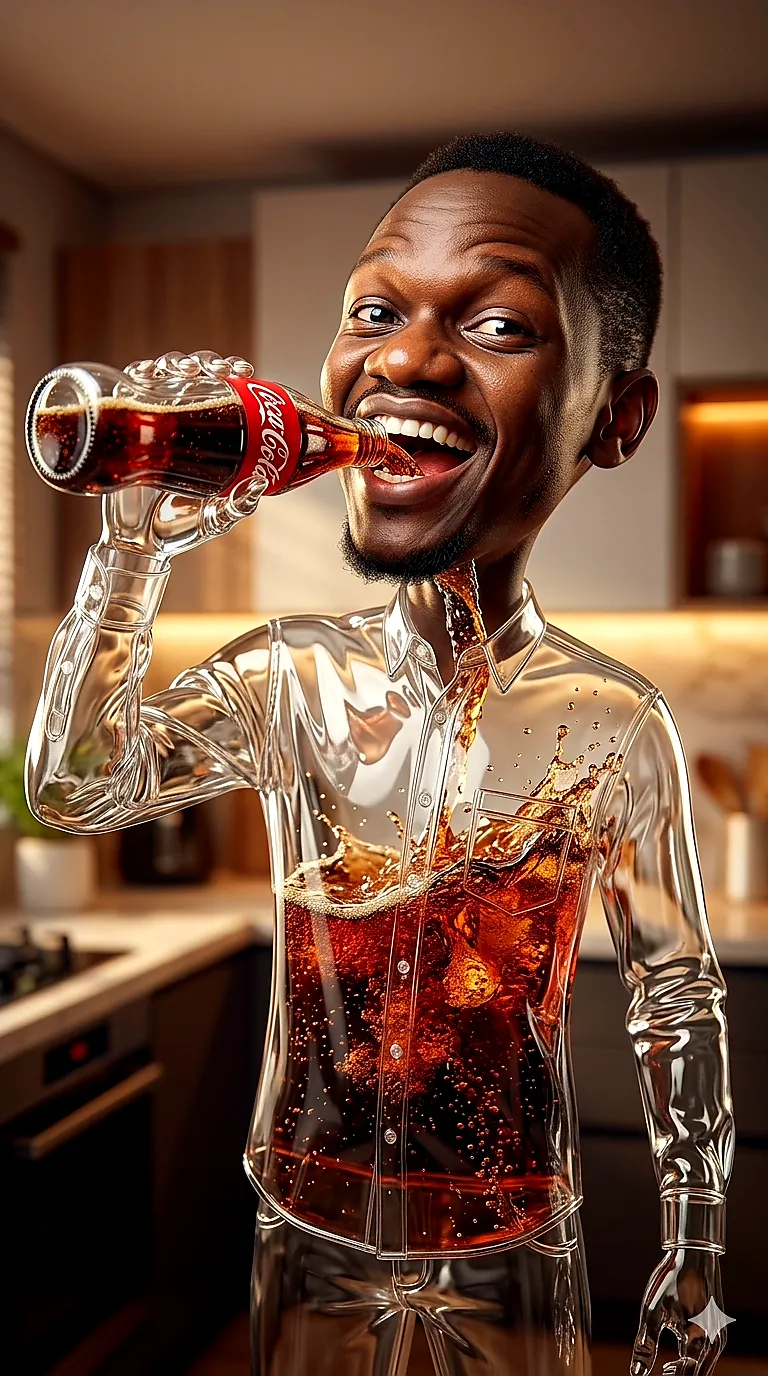 Hyper-Realistic Glass-Body Coca-Cola Ad