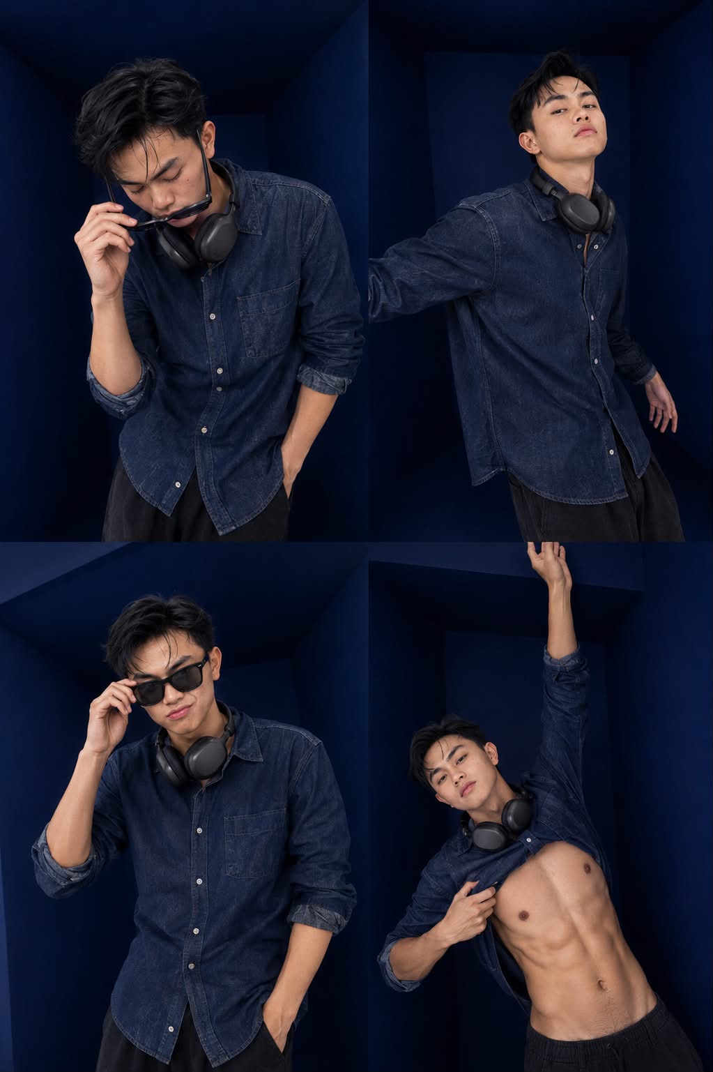 Four-Panel Blue Studio Fashion Contact Sheet output 2